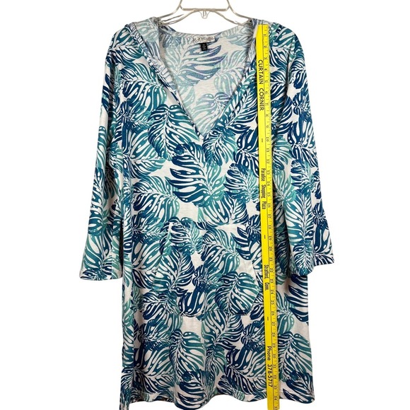 J Valdi Beachwear, Hooded Cover-Up/Summer Dress, Tropical Palm Tree, Size XL - Picture 5 of 7